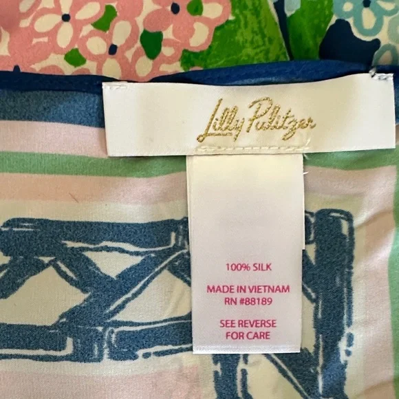 Lilly Pulitzer Floral and Lion Print Silk Scarf - Picture 4 of 5